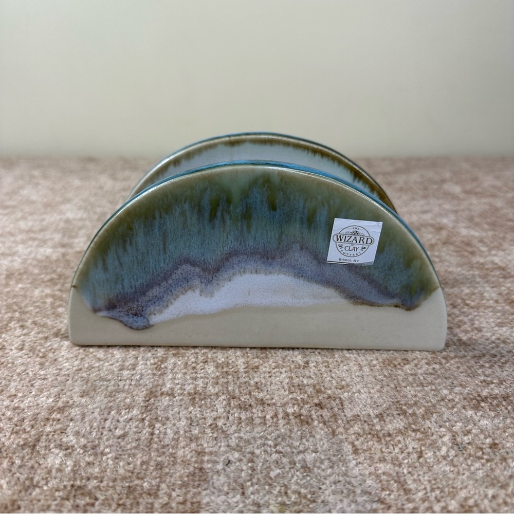 Wizard Of Clay Pottery NWOT Ceramic Glazed Stoneware Napkin Holder
